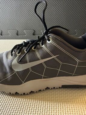 Nike Gray and Black Mesh Kids' Athletic Golf Sneaker